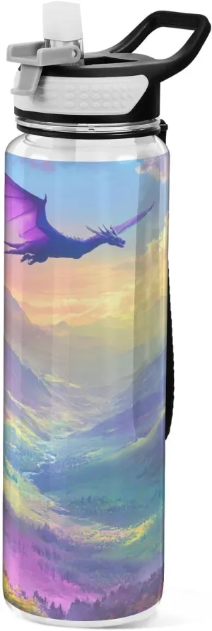 Joisal Dragon Valley Purple Sports Water Bottle 32oz BPA-Free Reusable Water Bottles for Sports, Cycling, Bike