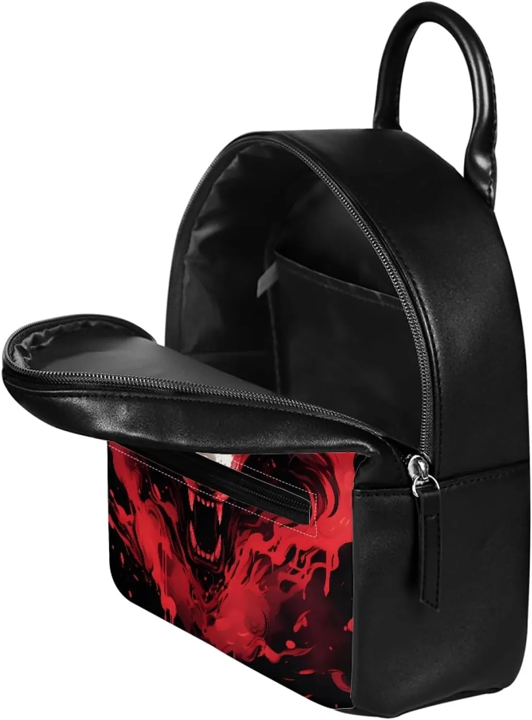JooMeryer Galaxy Wolf Mini Backpacks for Teen Kids Boys pu Leather Casual Daypack Shoulder Bags for College Students,Red Anger Wolf
