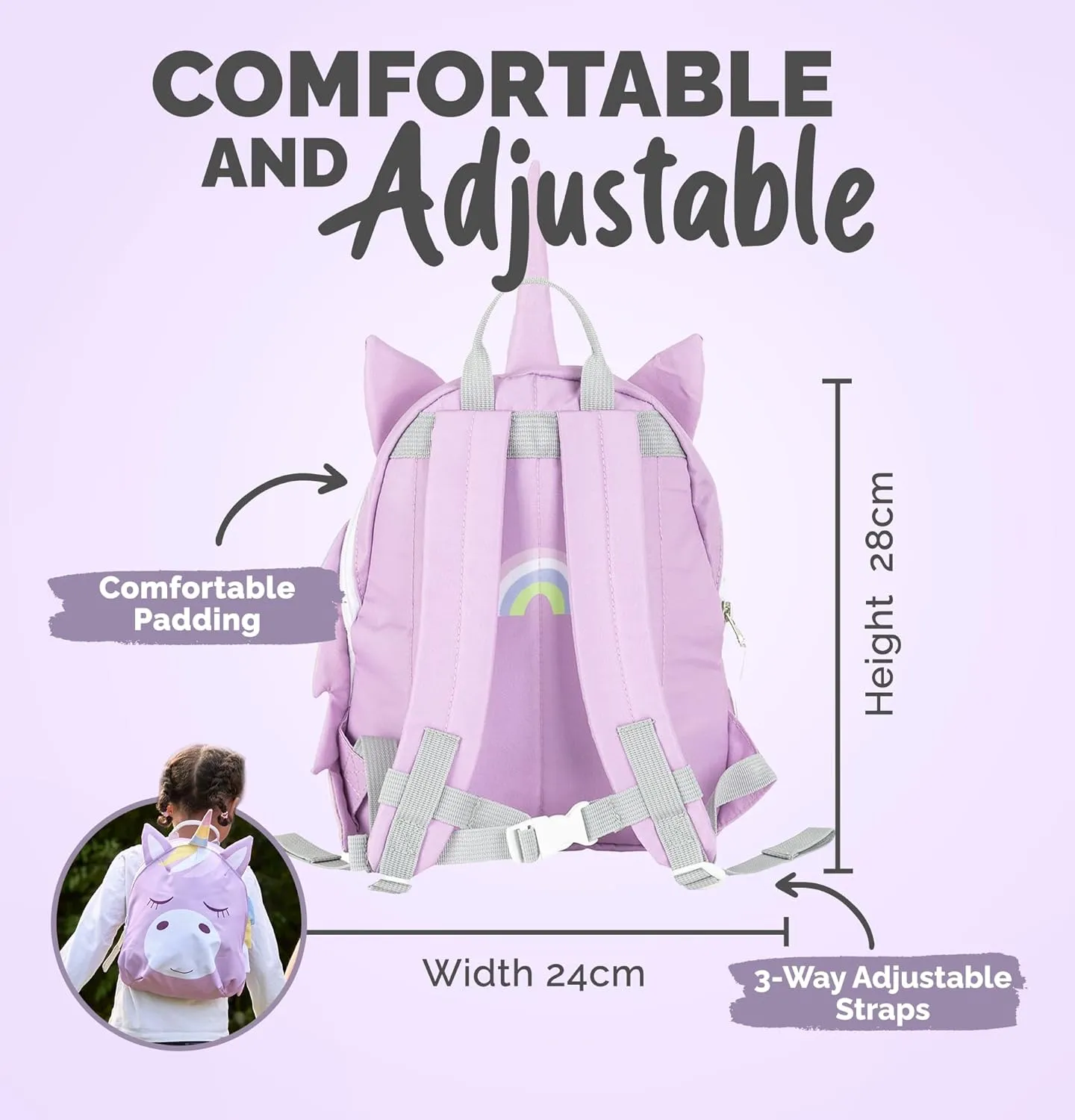 JUICY BUMBLES Toddler Backpack for Boys and Girls 2-4 Small Preschool Daycare Kindergarten Backpacks Unicorn