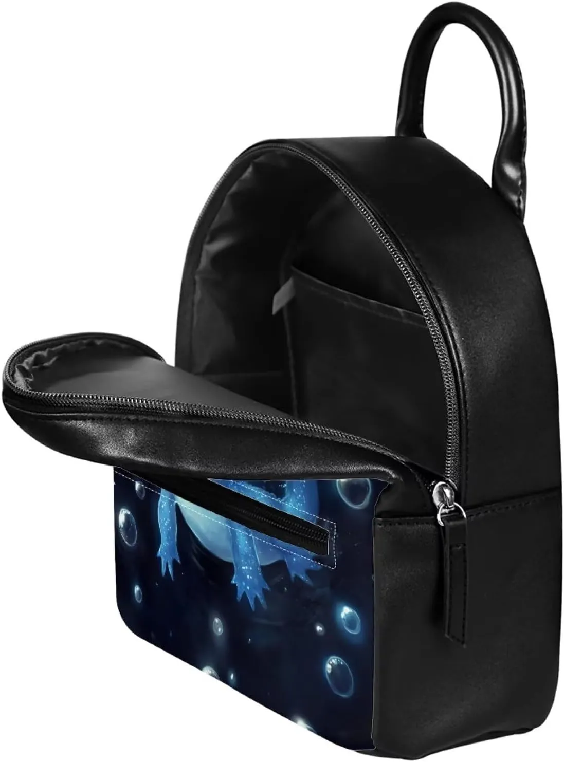 Kawaii Axolotl Mini Backpack Purse for Women Leather Shoulder Bag with Zipper Cute Small Backpack for Girls Kawaii School Bookbag Casual Daypack Travel Satchel