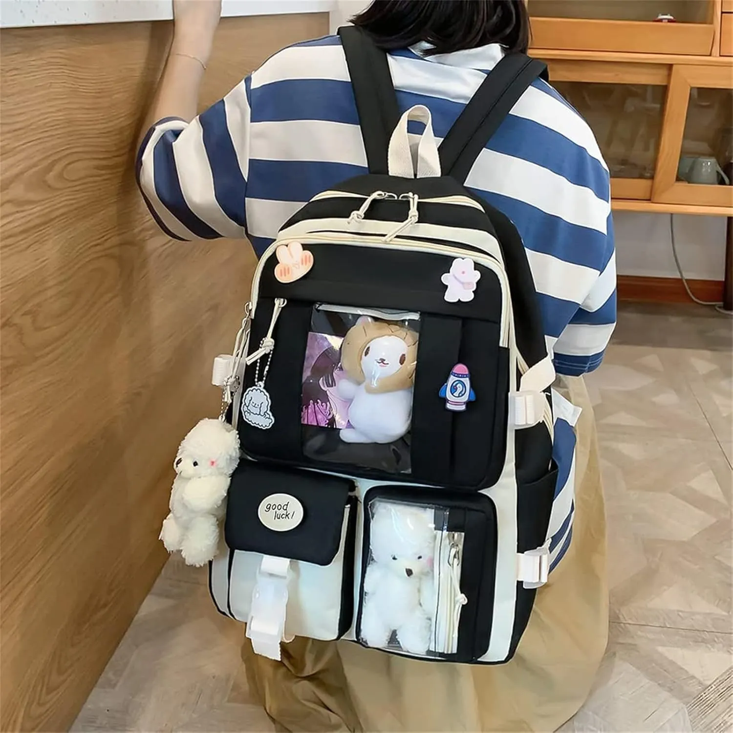 KAWAII Backpack SET 5 Pcs School Backpack Cute Aesthetic BackpackSet Aesthetic School Bags Cute Bookbag