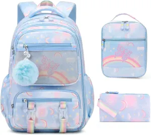 Kawaii Backpack Starry Rainbow Bookbag For Boy Girl