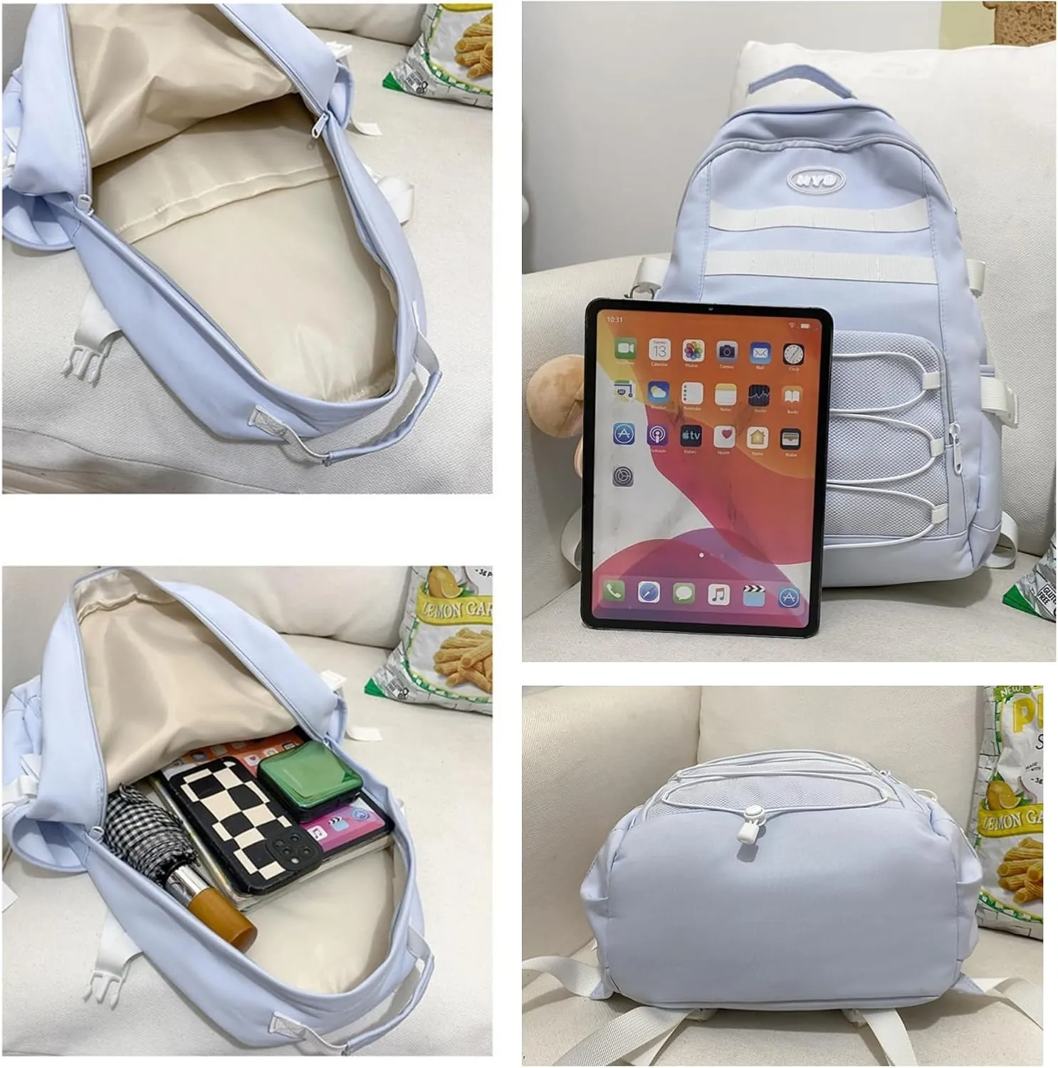 Kawaii Backpack with Cute Accessories Casual Daypack Pendant Travel Lightweight Bags Waterproof Backpacks Women, Green, One Size