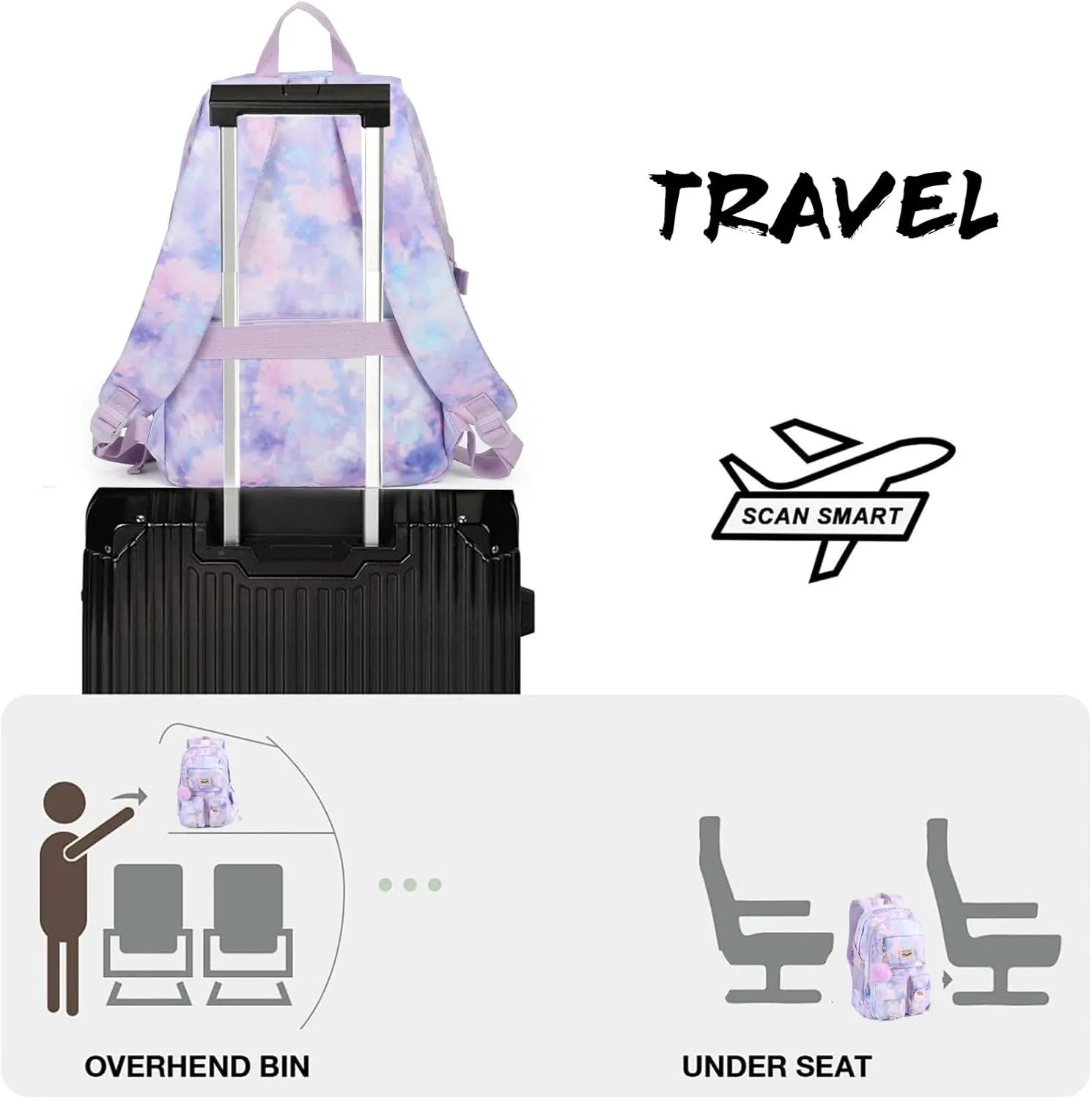 Kawaii Girls Backpack for Kids Teens Cute Laptop Bookbag for College Middle High Elementary School Student with Lunch Box, Blue