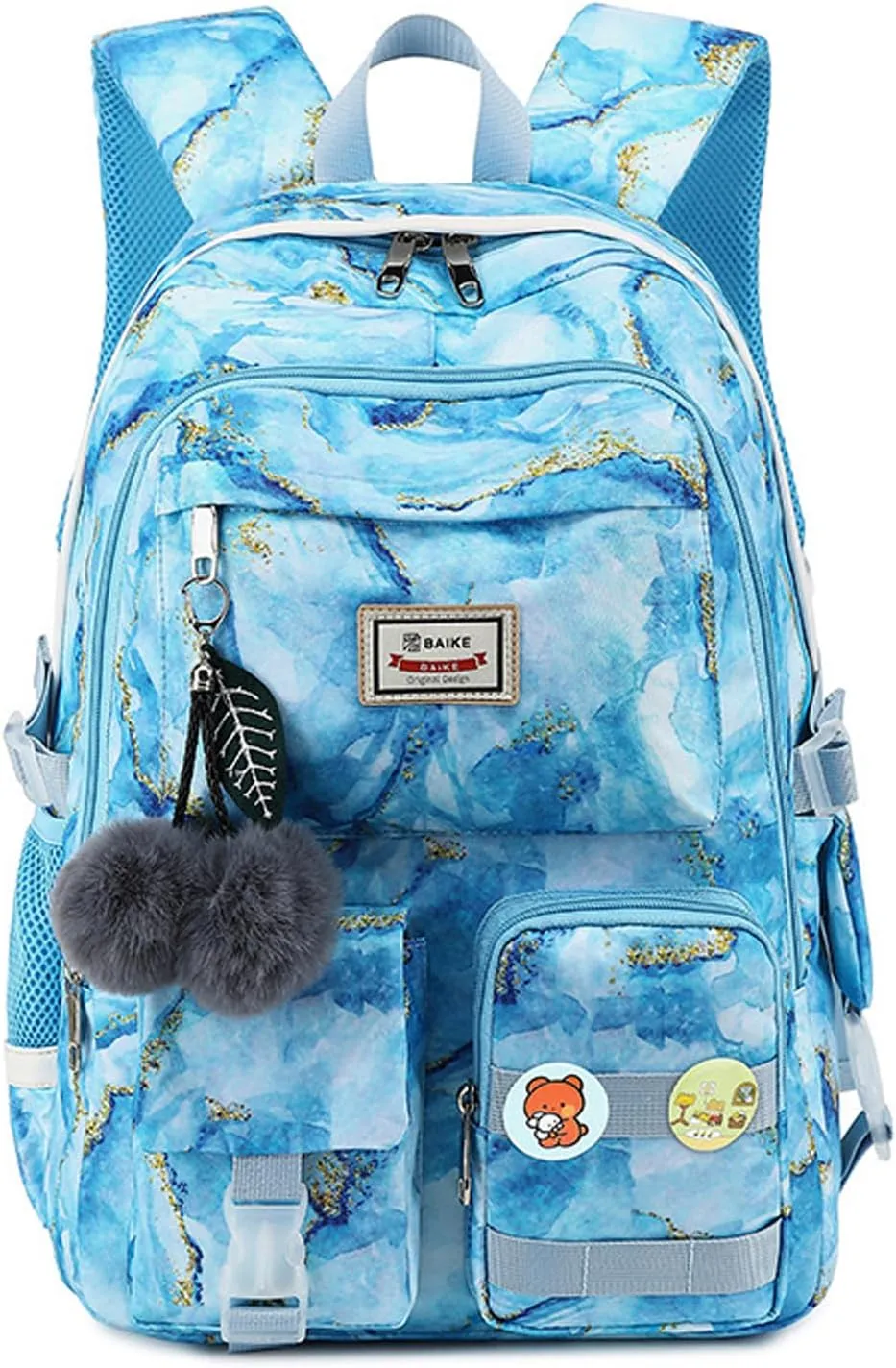 Kawaii Girls Backpack for Kids Teens Cute Laptop Bookbag for College Middle High Elementary School Student with Lunch Box, Blue