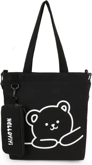 Kawaii School Crossbody Bag Handbags Tote Bag Cute Canvas Shoulder Bag for Teen Girls Preppy Japanese Aesthetic