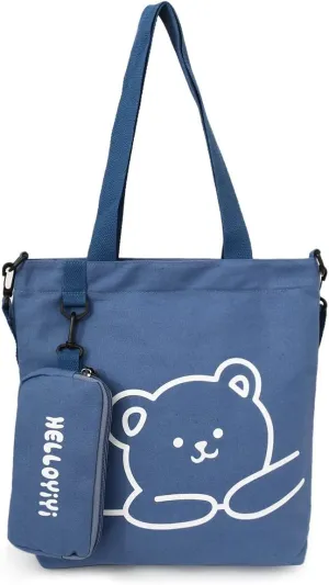 Kawaii School Crossbody Bag Handbags Tote Bag Cute Canvas Shoulder Bag for Teen Girls Preppy Japanese Aesthetic