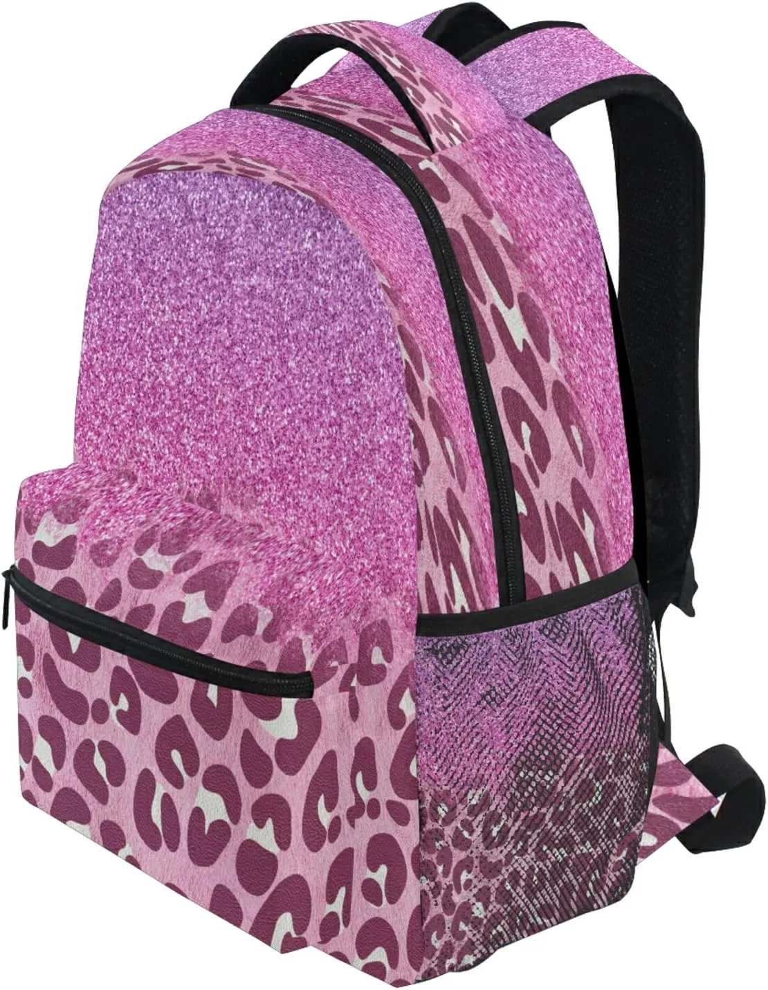 Kcldeci Bright Pink African Glitters Leopard Prints Kids Backpack for Boys Girls Elementary Schoolbag Kindergarten Bookbags Preschool School Bag Toddler Book Bags Travel Bag