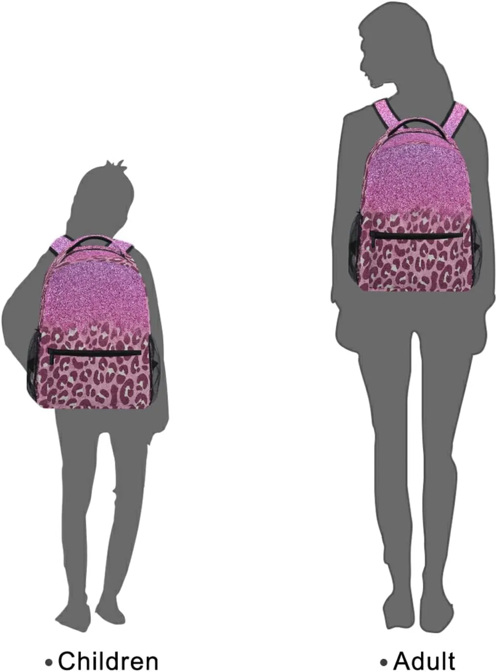 Kcldeci Bright Pink African Glitters Leopard Prints Kids Backpack for Boys Girls Elementary Schoolbag Kindergarten Bookbags Preschool School Bag Toddler Book Bags Travel Bag