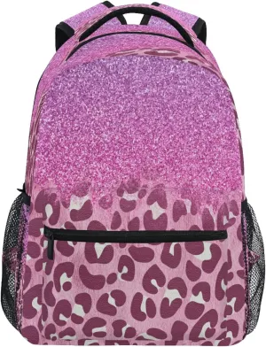 Kcldeci Bright Pink African Glitters Leopard Prints Kids Backpack for Boys Girls Elementary Schoolbag Kindergarten Bookbags Preschool School Bag Toddler Book Bags Travel Bag