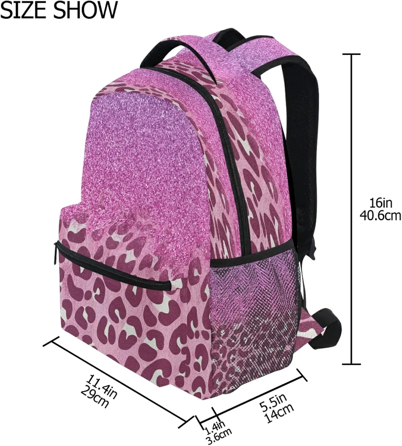 Kcldeci Bright Pink African Glitters Leopard Prints Kids Backpack for Boys Girls Elementary Schoolbag Kindergarten Bookbags Preschool School Bag Toddler Book Bags Travel Bag
