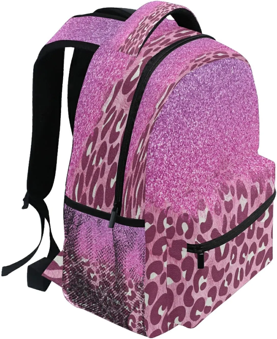 Kcldeci Bright Pink African Glitters Leopard Prints Kids Backpack for Boys Girls Elementary Schoolbag Kindergarten Bookbags Preschool School Bag Toddler Book Bags Travel Bag