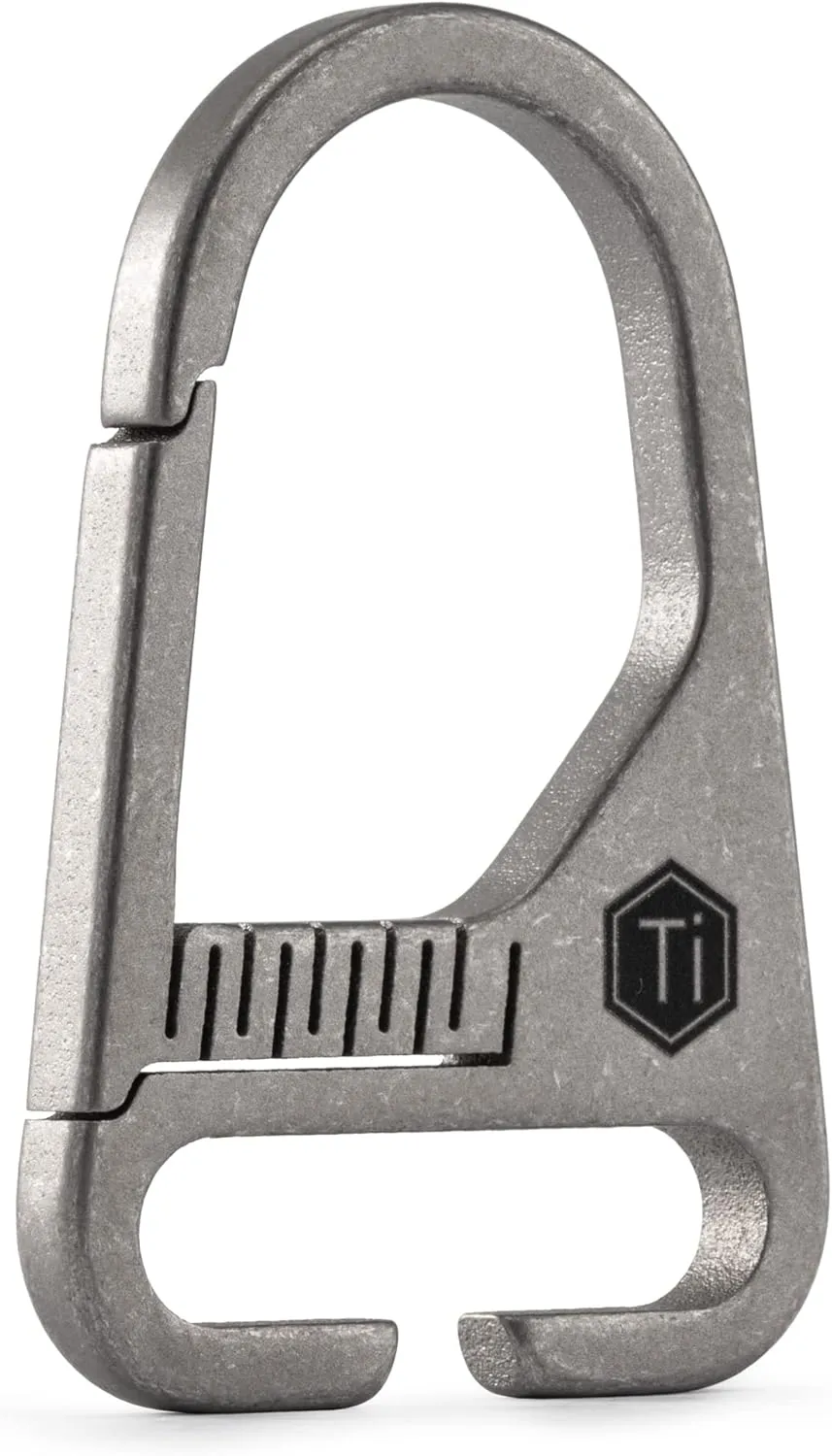 KeyUnity KB00 Titanium Sling Clip Hook, Snap Clasp Carabiner for Keychain, Molle Bag & Shoulder Strap (Sandblasted)