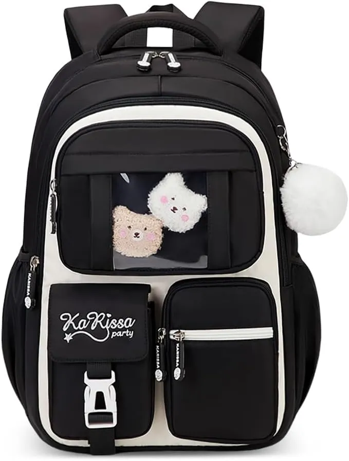 Kids Backpack for Girls,Girls Backpack,Cute Elementary Bookbag Waterproof Large Capacity School Bag Backpacks for Girls(black)