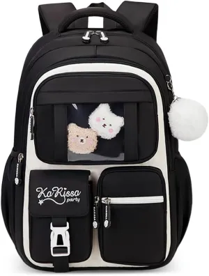 Kids Backpack for Girls,Girls Backpack,Cute Elementary Bookbag Waterproof Large Capacity School Bag Backpacks for Girls(black)