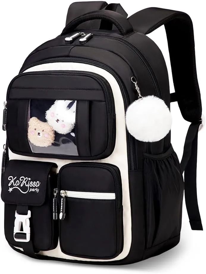 Kids Backpack for Girls,Girls Backpack,Cute Elementary Bookbag Waterproof Large Capacity School Bag Backpacks for Girls(black)