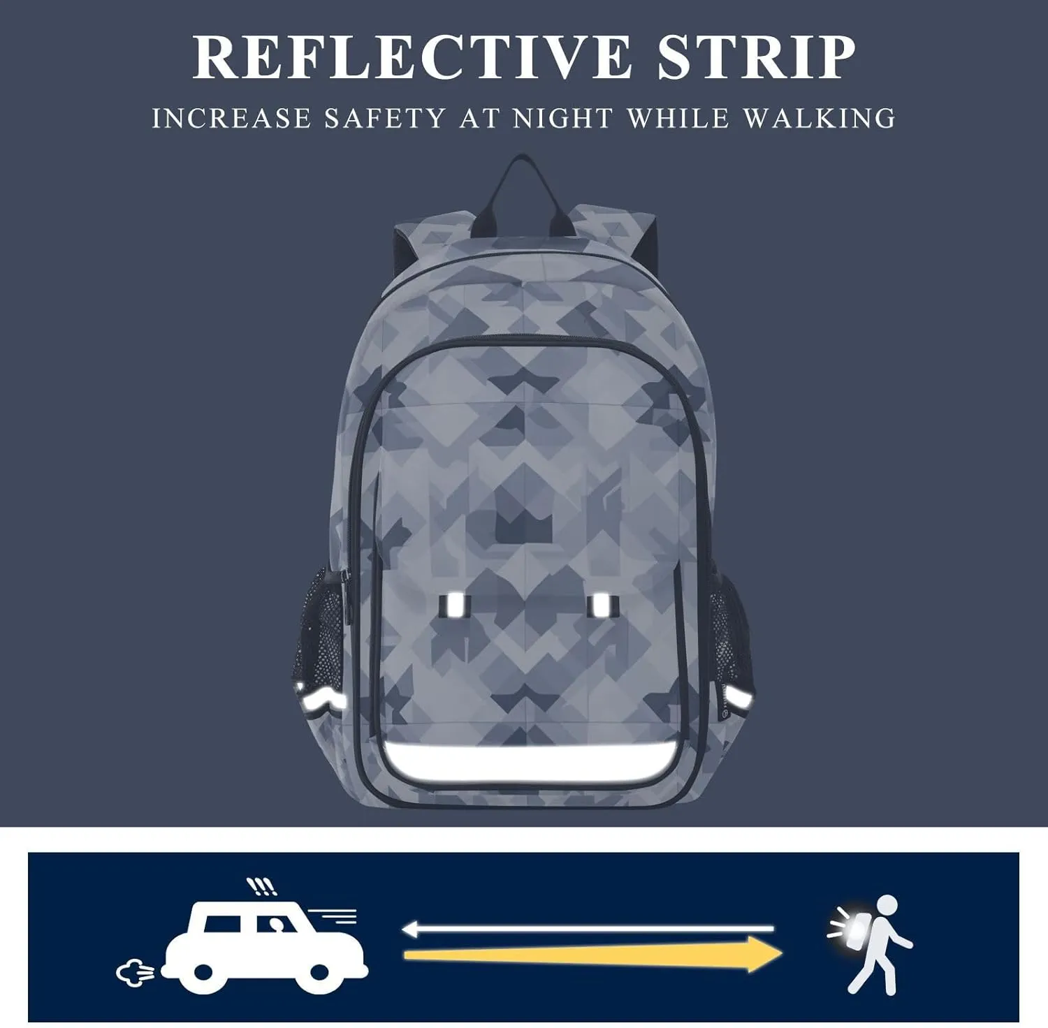 Kids Backpacks for Girls Boys Teens Elementary School Backpack Bookbag for Outdoor Travel Blue and Grey Aztec