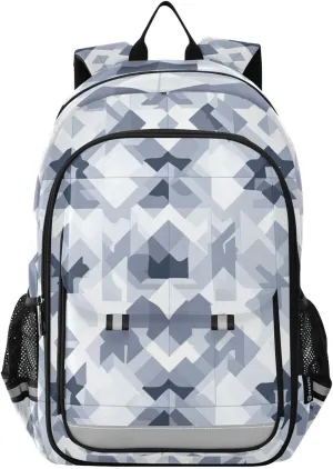 Kids Backpacks for Girls Boys Teens Elementary School Backpack Bookbag for Outdoor Travel Blue and Grey Aztec