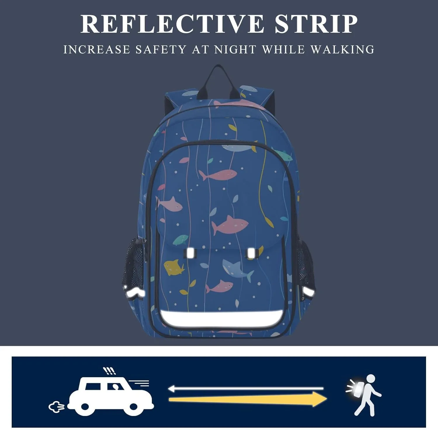 Kids Backpacks for Girls Boys Teens Elementary School Backpack Bookbag for Outdoor Travel Cartoon Sharks Blue
