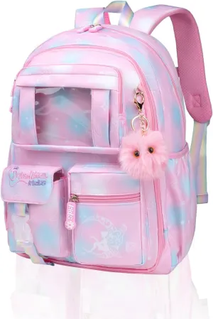 Kids Backpacks For Girls - Multiple Pockets Backpack - Kawaii Bookbag For Primary Elementary High School
