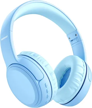 Kids Headphones, Over-Ear Headphones Bluetooth Wireless Kids with Mic, 85/93dB Volume Limited, Stereo Sound, Wired Inline AUX Cord Headphones for Children Boy Girl Teens, Blue