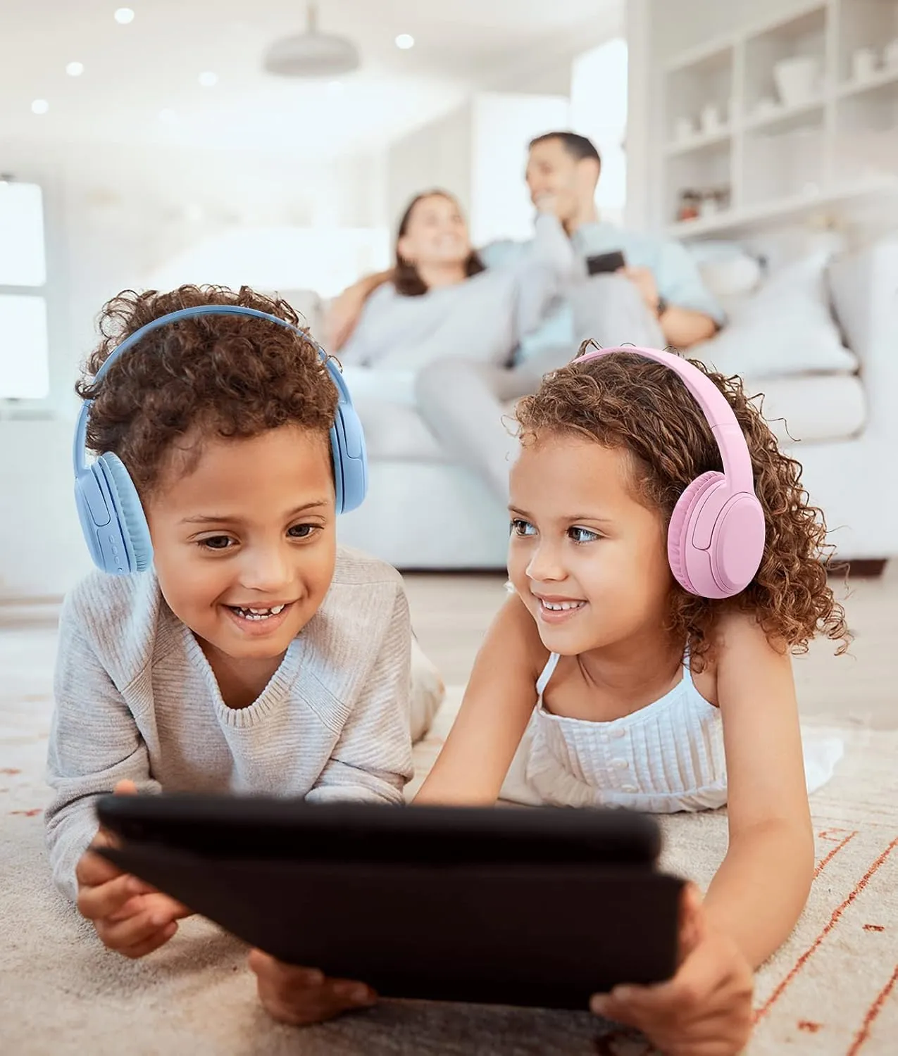 Kids Headphones, Over-Ear Headphones Bluetooth Wireless Kids with Mic, 85/93dB Volume Limited, Stereo Sound, Wired Inline AUX Cord Headphones for Children Boy Girl Teens, Blue