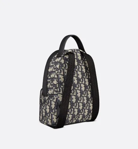 Kid's Mini Rider Backpack • Beige and Blue Dior Oblique Jacquard