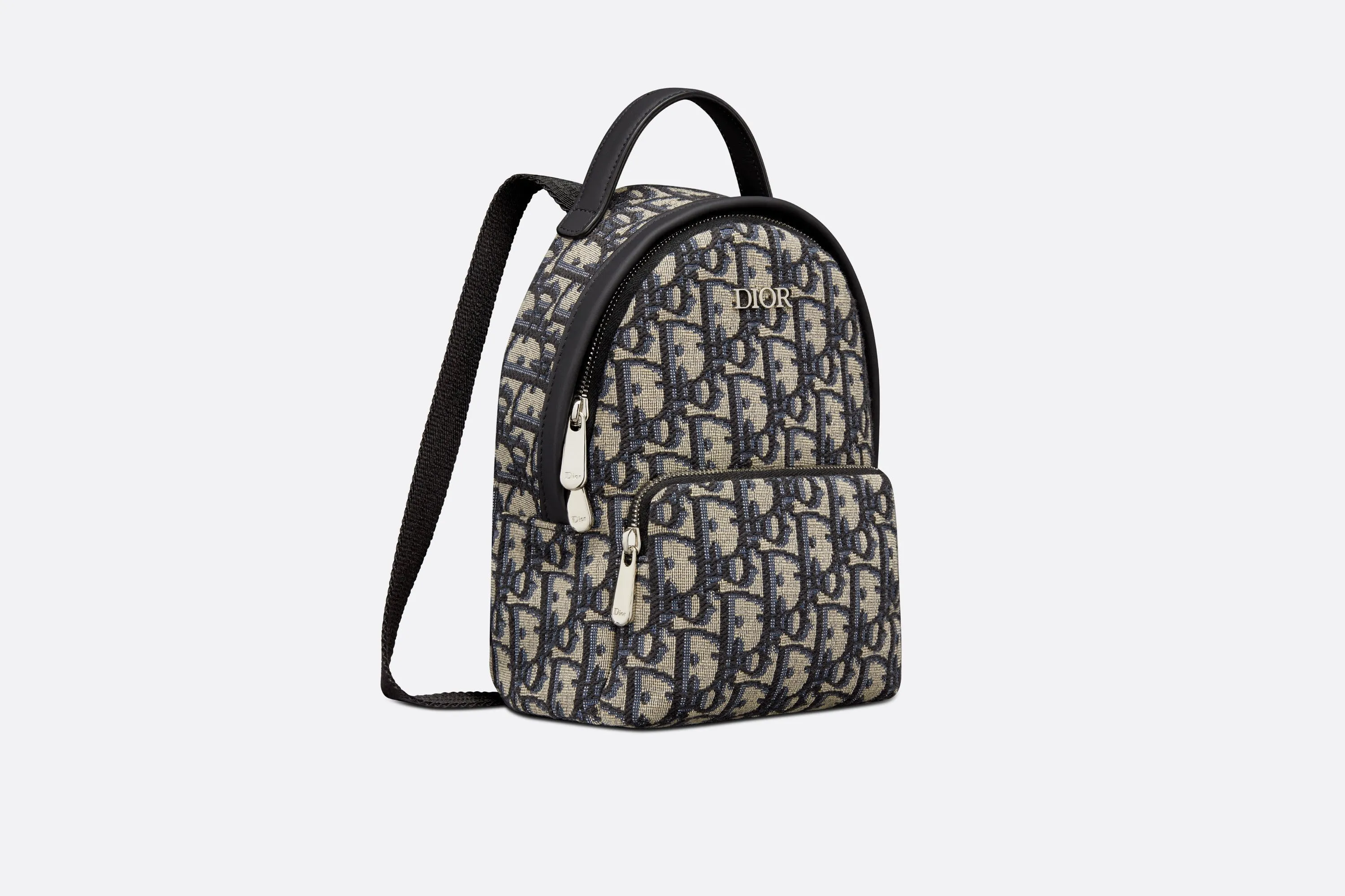 Kid's Mini Rider Backpack • Beige and Blue Dior Oblique Jacquard