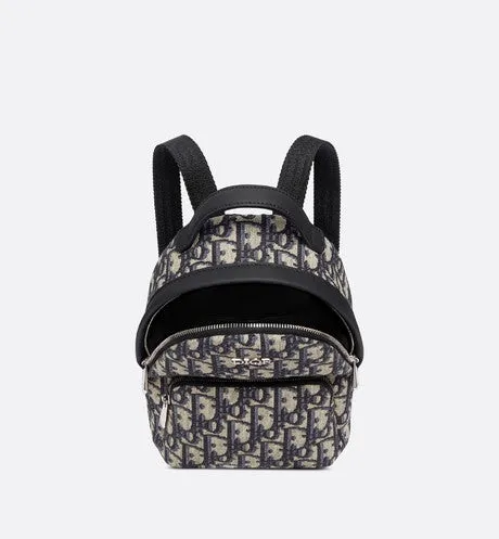 Kid's Mini Rider Backpack • Beige and Blue Dior Oblique Jacquard
