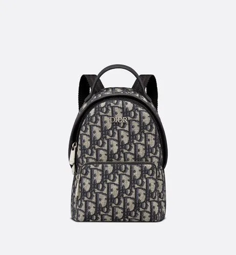 Kid's Mini Rider Backpack • Beige and Blue Dior Oblique Jacquard