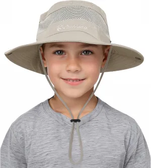 Kids UPF50  Sun Protection Bucket Hat - Adjustable 2.7" Brim Foldable Waterproof Design for Beach Hiking Fishing