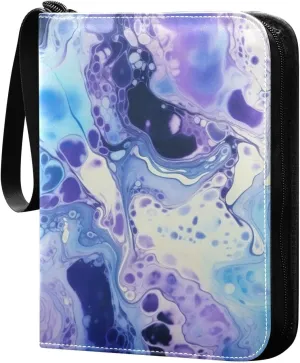 Kigai Abstract Marbled Painting Card Binder - 400 Pockets Card Holder with 50 Sleeves, Trading Card Album Folder for Boys Girls