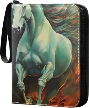 Kigai Color Horse Painting Card Binder - 400 Pockets Card Holder with 50 Sleeves, Trading Card Album Folder for Boys Girls