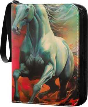 Kigai Color Horse Painting Card Binder - 400 Pockets Card Holder with 50 Sleeves, Trading Card Album Folder for Boys Girls