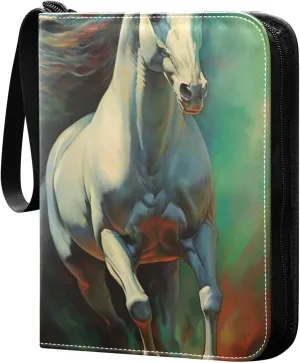 Kigai Color Horse Painting Card Binder - 400 Pockets Card Holder with 50 Sleeves, Trading Card Album Folder for Boys Girls