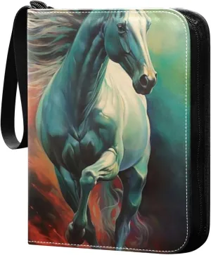 Kigai Color Horse Painting Card Binder - 400 Pockets Card Holder with 50 Sleeves, Trading Card Album Folder for Boys Girls