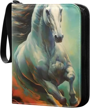 Kigai Color Horse Painting Card Binder - 400 Pockets Card Holder with 50 Sleeves, Trading Card Album Folder for Boys Girls