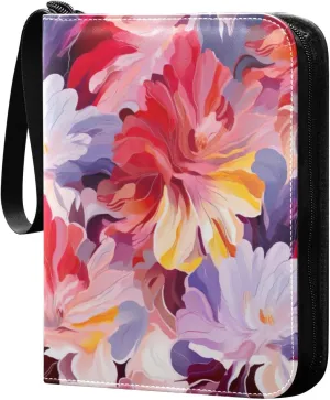 Kigai Colorful Abstract Floral Card Binder - 400 Pockets Card Holder with 50 Sleeves, Trading Card Album Folder for Boys Girls