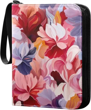 Kigai Colorful Abstract Floral Card Binder - 400 Pockets Card Holder with 50 Sleeves, Trading Card Album Folder for Boys Girls