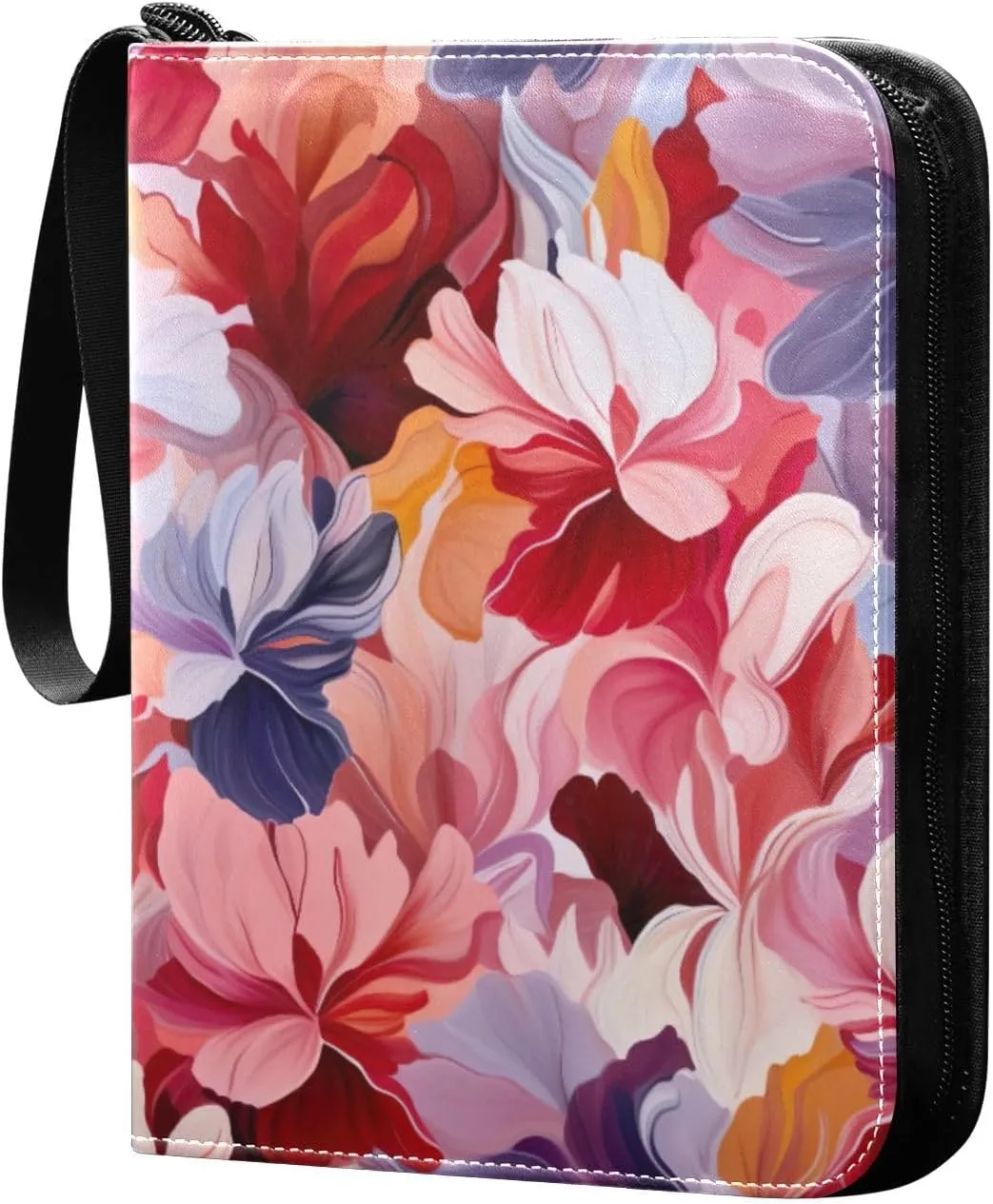Kigai Colorful Abstract Floral Card Binder - 400 Pockets Card Holder with 50 Sleeves, Trading Card Album Folder for Boys Girls