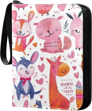 Kigai Colorful Animals Card Binder - 400 Pockets Card Holder with 50 Sleeves, Trading Card Album Folder for Boys Girls