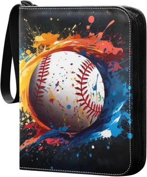Kigai Colorful Baseball Card Binder - 400 Pockets Card Holder with 50 Sleeves, Trading Card Album Folder for Boys Girls