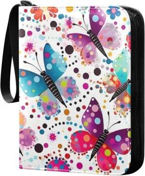 Kigai Colorful Butterflies Card Binder - 400 Pockets Card Holder with 50 Sleeves, Trading Card Album Folder for Boys Girls