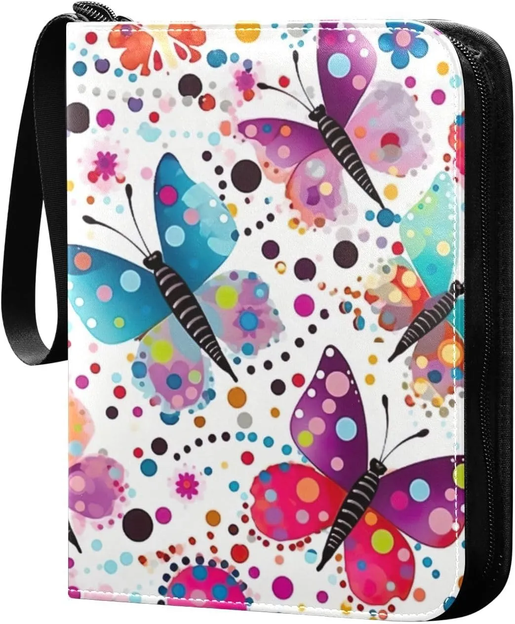 Kigai Colorful Butterflies Card Binder - 400 Pockets Card Holder with 50 Sleeves, Trading Card Album Folder for Boys Girls