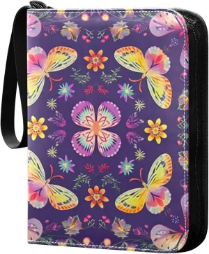 Kigai Colorful Butterfly Card Binder - 400 Pockets Card Holder with 50 Sleeves, Trading Card Album Folder for Boys Girls
