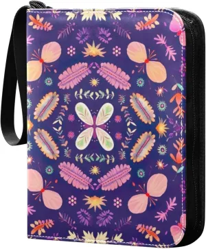 Kigai Colorful Butterfly Card Binder - 400 Pockets Card Holder with 50 Sleeves, Trading Card Album Folder for Boys Girls
