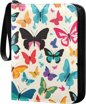 Kigai Colorful Butterfly Card Binder - 400 Pockets Card Holder with 50 Sleeves, Trading Card Album Folder for Boys Girls