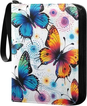 Kigai Colorful Butterfly Card Binder - 400 Pockets Card Holder with 50 Sleeves, Trading Card Album Folder for Boys Girls