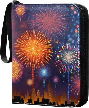 Kigai Colorful Firework Card Binder - 400 Pockets Card Holder with 50 Sleeves, Trading Card Album Folder for Boys Girls