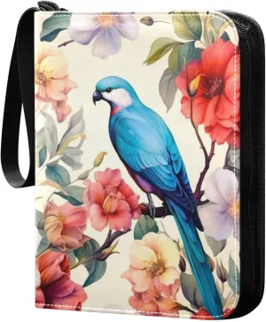 Kigai Colorful Flower Bird Card Binder - 400 Pockets Card Holder with 50 Sleeves, Trading Card Album Folder for Boys Girls